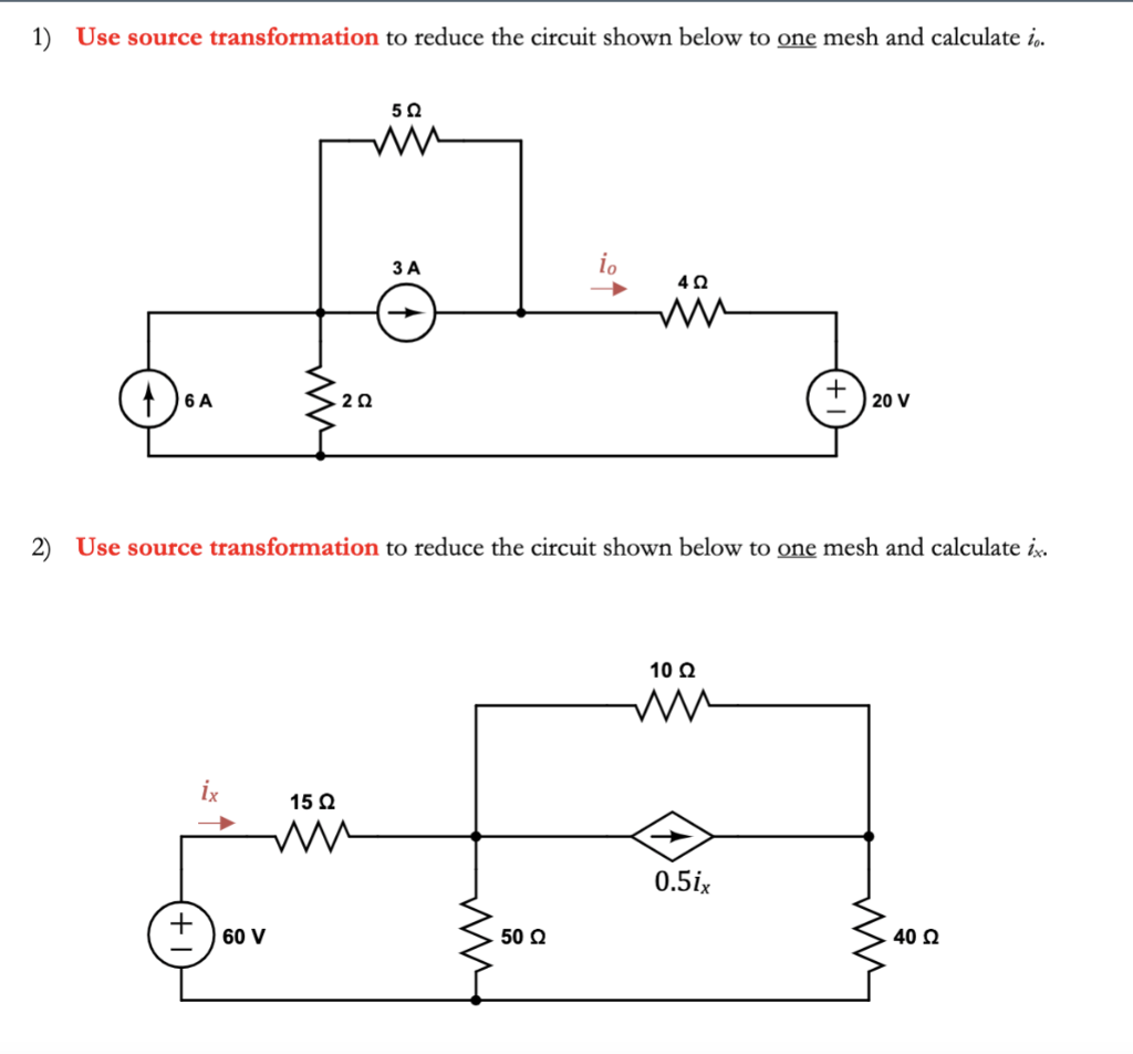 Solved 1 Use Source Transformation To Reduce The Circuit Chegg