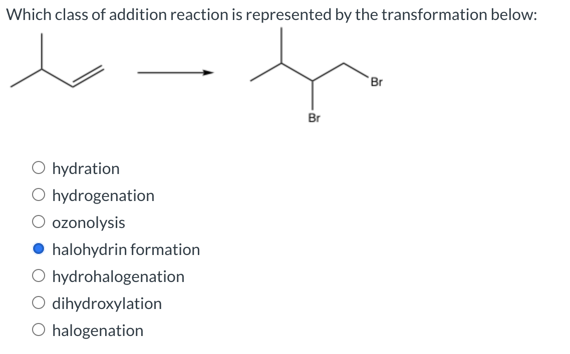 Solved Which Class Of Addition Reaction Is Represented By Chegg