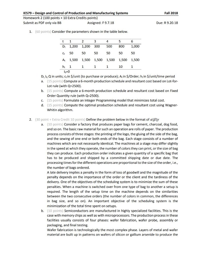 Ie Design And Control Of Production And Chegg