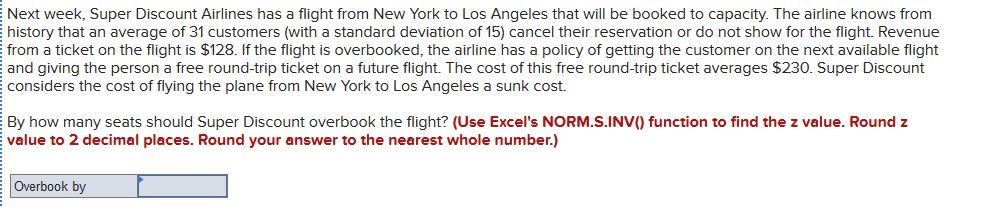 Solved Next Week Super Discount Airlines Has A Flight From Chegg