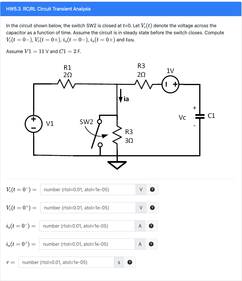 Solved In The Circuit Shown Below The Switch Sw Is Cl