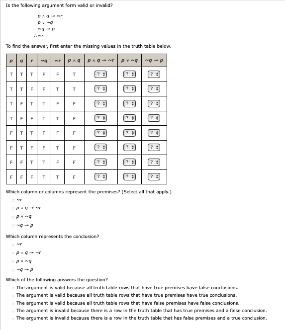 Solved Is The Following Argument Form Valid Or Invalid Chegg