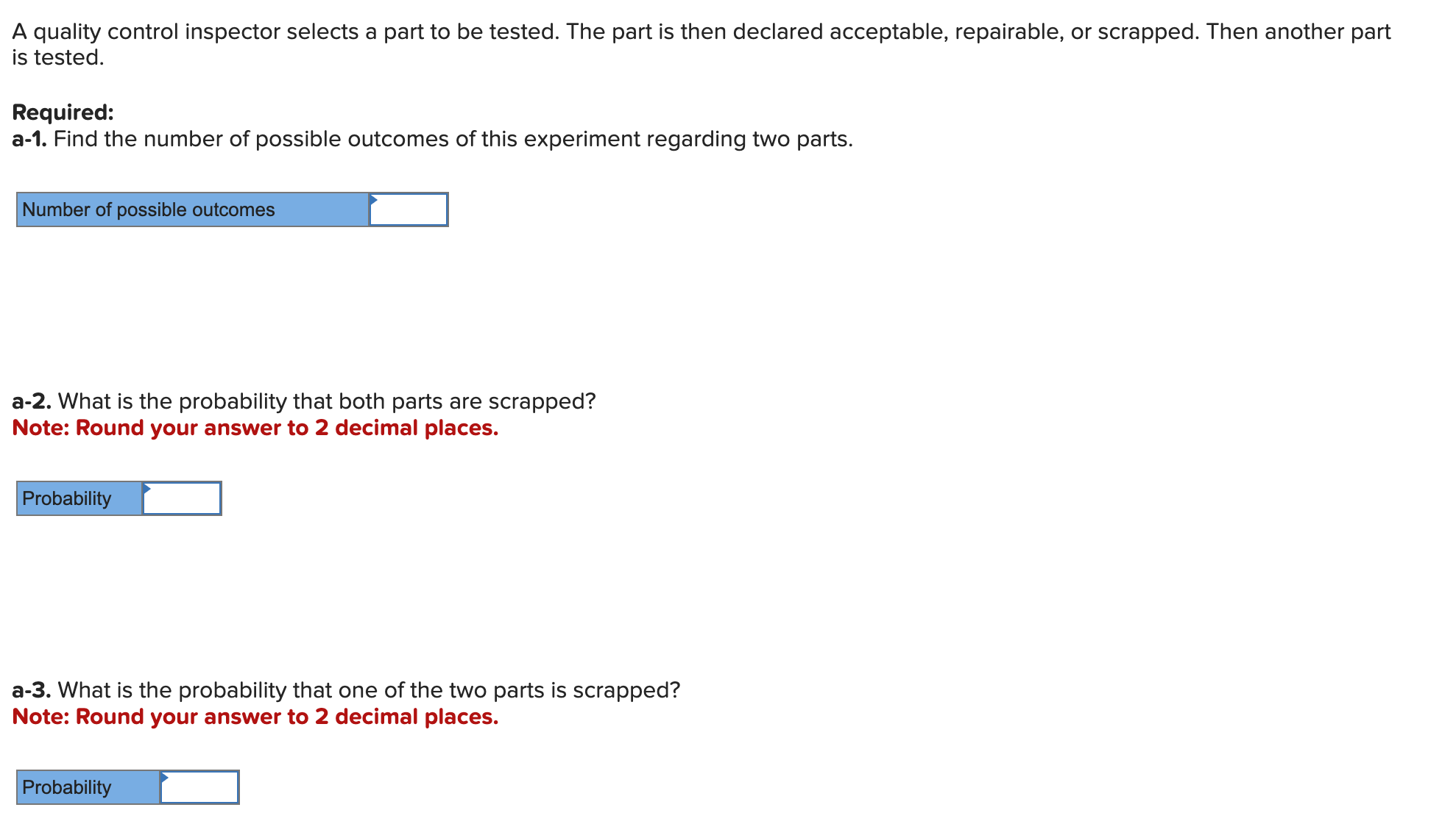 Solved A Quality Control Inspector Selects A Part To Be Chegg