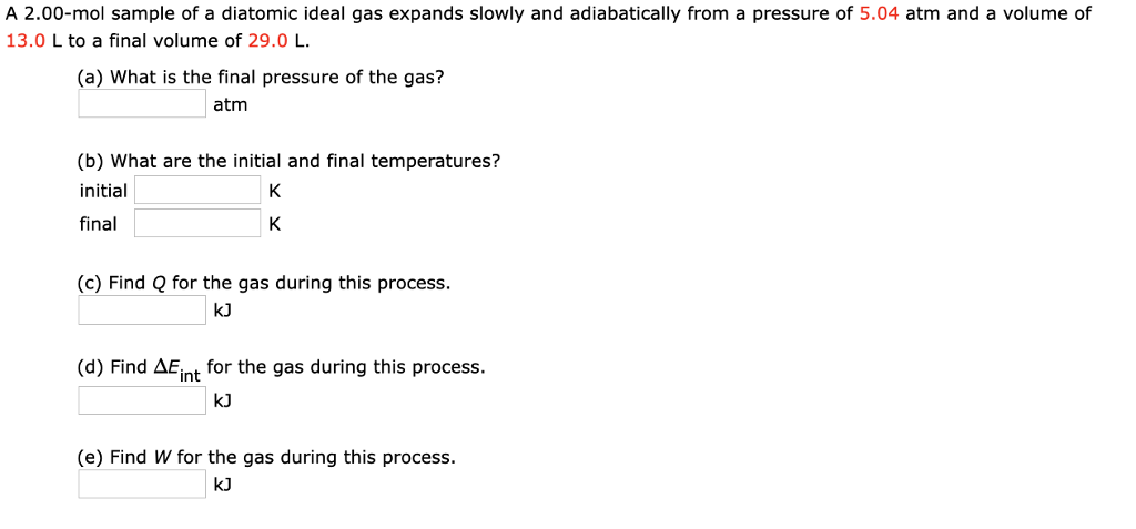 Solved A 2 00 Mol Sample Of A Diatomic Ideal Gas Expands Chegg