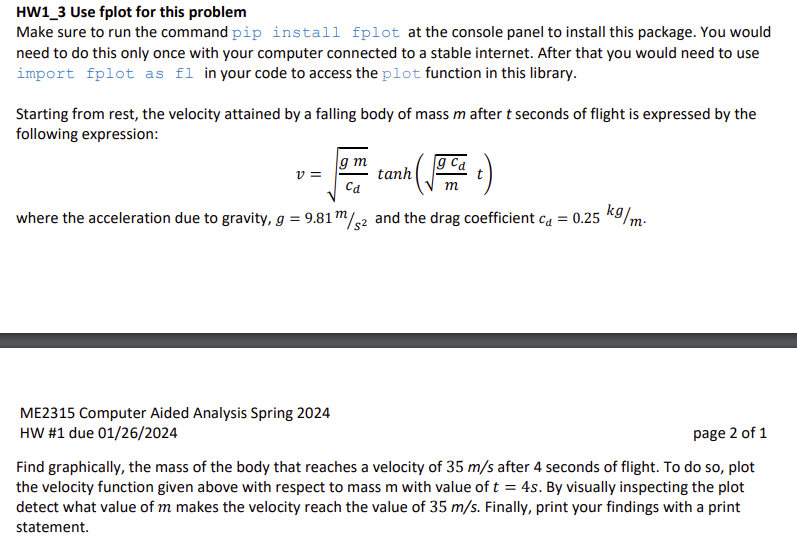 Solved Hw Use Fplot For This Problemmake Sure To Run The Chegg