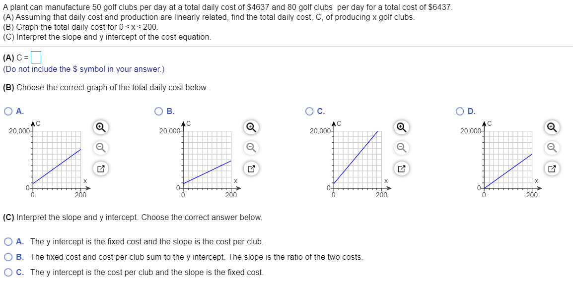 Solved A Plant Can Manufacture 50 Golf Clubs Per Day At A Chegg