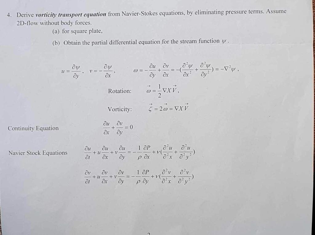 Solved Derive Vorticity Transport Equation From Chegg