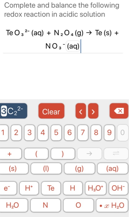 Solved Complete And Balance The Following Redox Reaction In Chegg