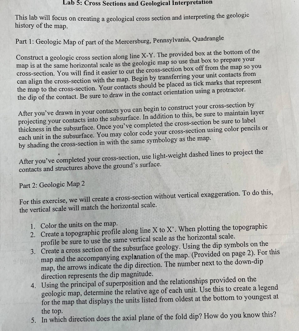 Solved Lab Cross Sections And Geological Interpretation Chegg