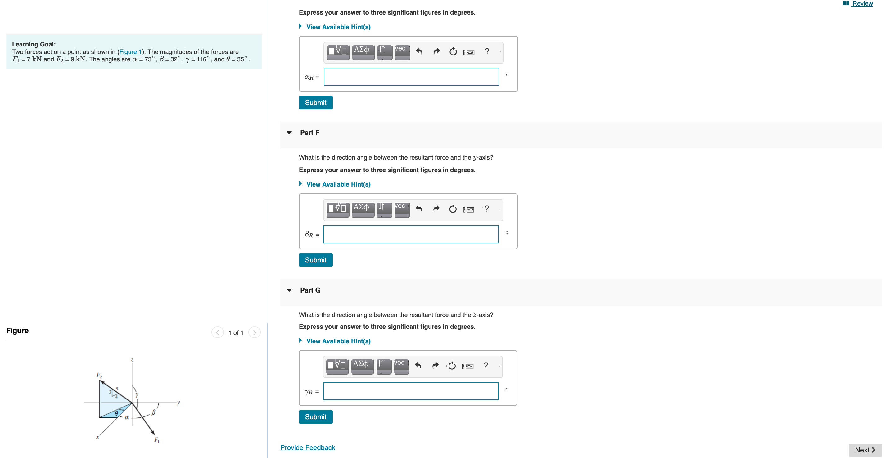 Solved Learning Goal Two Forces Act On A Point As Shown