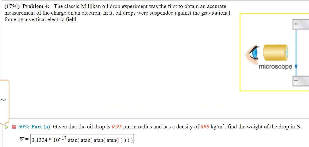 Solved Problem The Classic Millikan Oil Drop Chegg