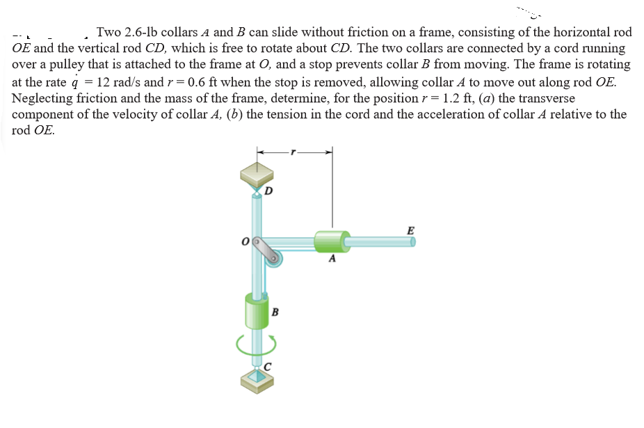 Solved Two Lb Collars A And B Can Slide Without Friction Chegg