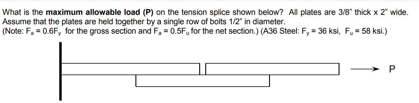 Solved What Is The Maximum Allowable Load P On The Tension Chegg