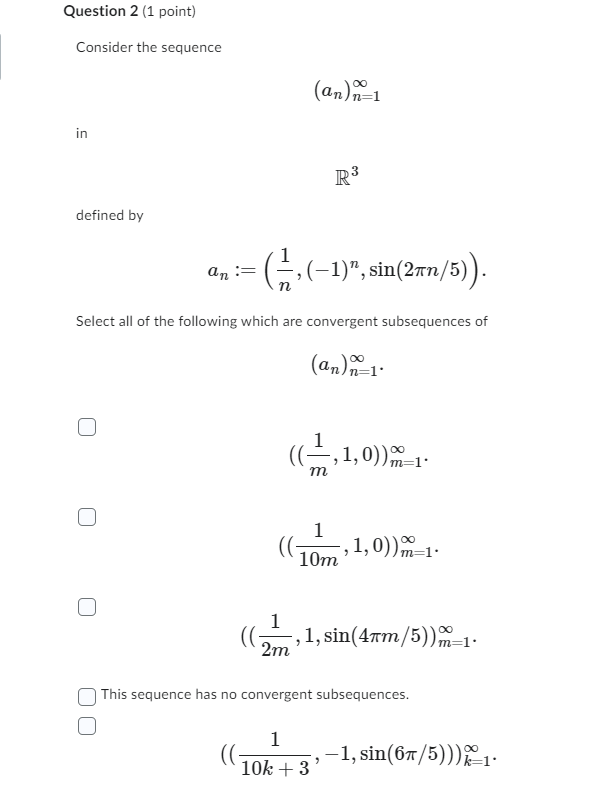 Solved Consider The Sequence An N In R Defined By Chegg