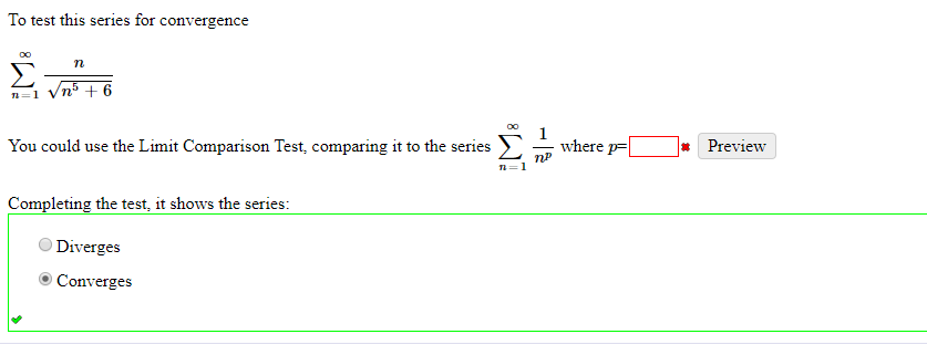 Solved To Test This Series For Convergence You Could Use The Chegg