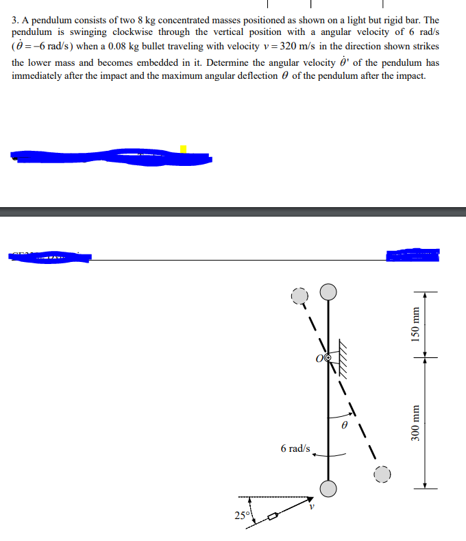 Solved 3 A Pendulum Consists Of Two 8 Kg Concentrated Chegg