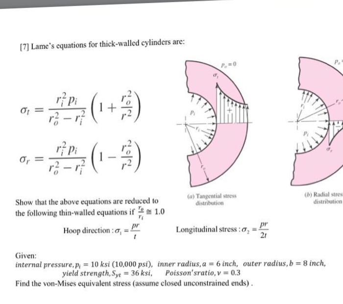 Lame's Equations For Thick-walled Cylinders Are: S... | Chegg.com