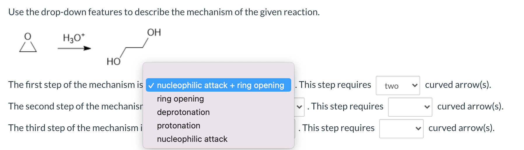 Solved Use The Drop Down Features To Describe The Mechanism Chegg