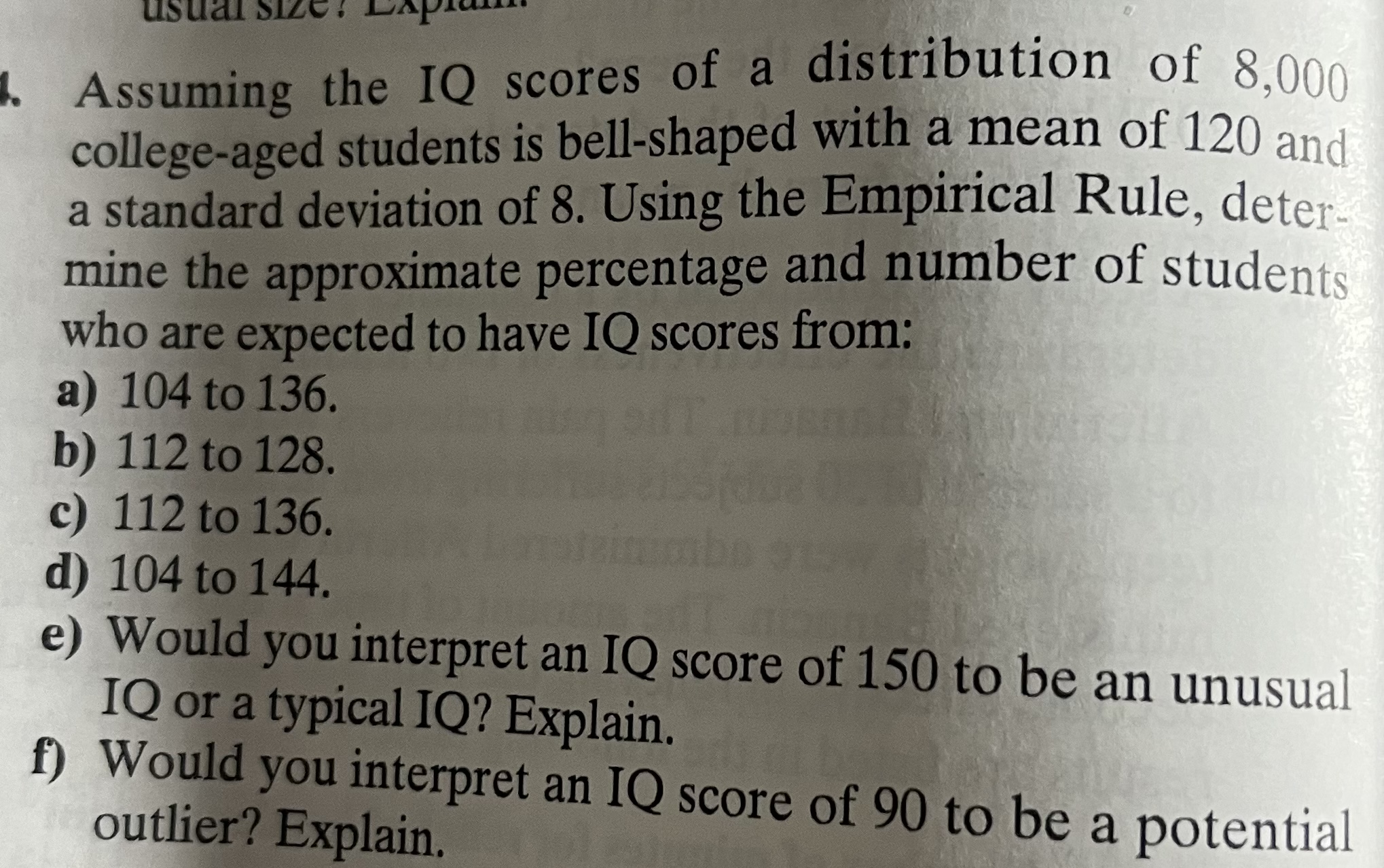 Solved Assuming The Iq Scores Of A Distribution Of Chegg