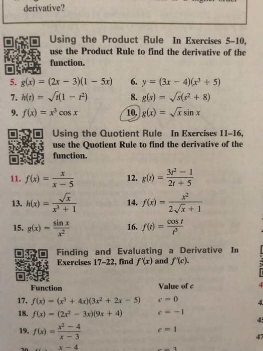 Solved Derivative Using The Product Rule In Exercises 5 10 Chegg