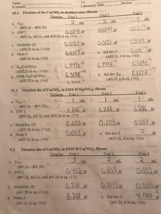 Solved Name R Number TA Laboratory Date Section Experiment Chegg