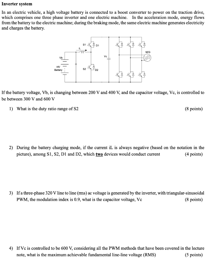 Solved Inverter System In An Electric Vehicle A High Chegg