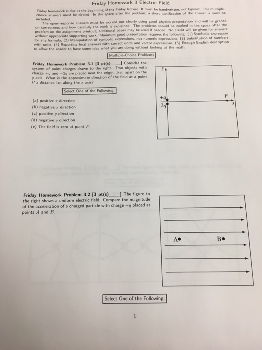 electric field homework answers