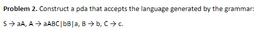 Problem 2 Construct A Pda That Accepts The Language Chegg