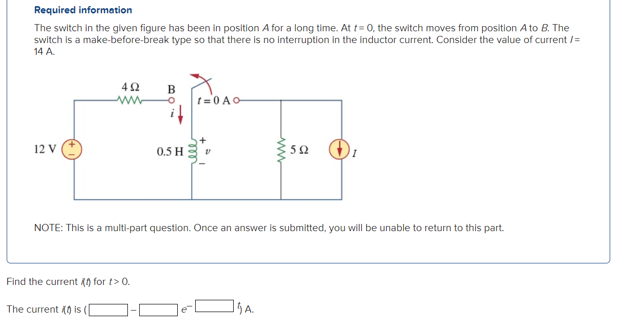 Solved Required Information The Switch In The Given Figure Chegg