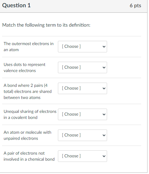 Solved Match The Following Term To Its Definition The Chegg