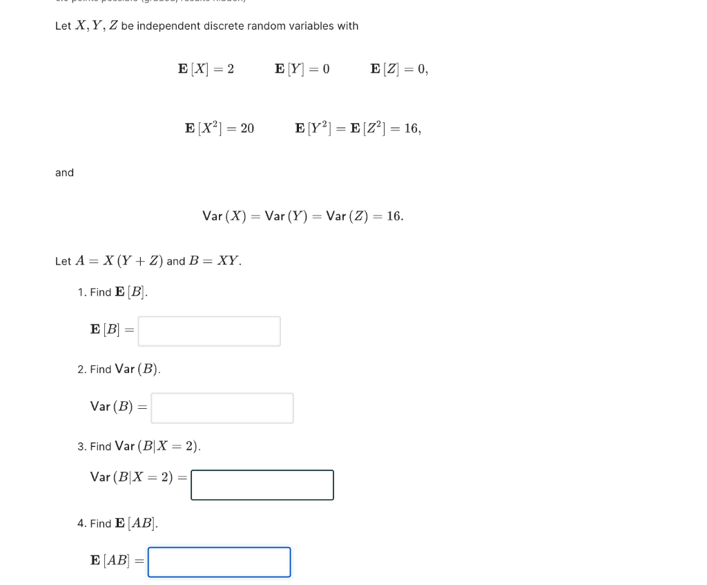 Solved Let X Y Z Be Independent Discrete Random Variables Chegg