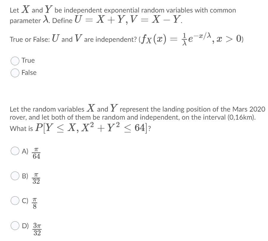 Solved Let X And Y Be Independent Exponential Random Chegg