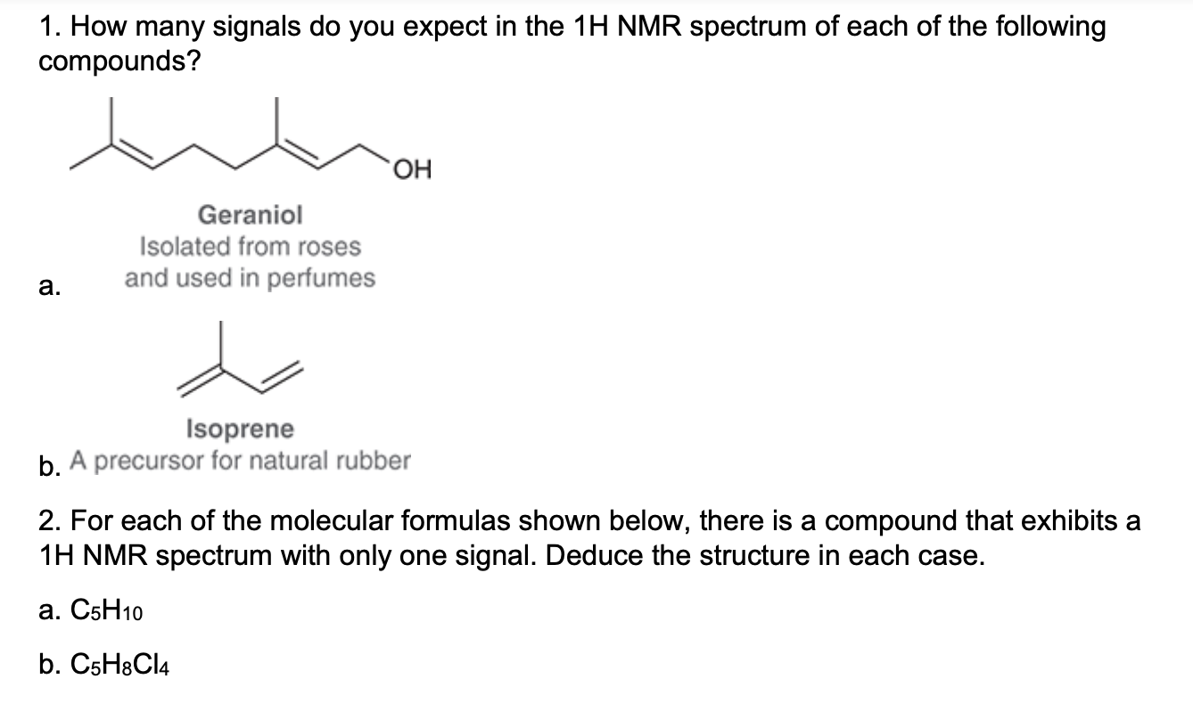 Solved How Many Signals Do You Expect In The H Nmr Chegg