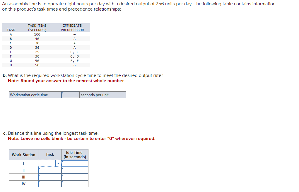 Solved An Assembly Line Is To Operate Eight Hours Per Day Chegg