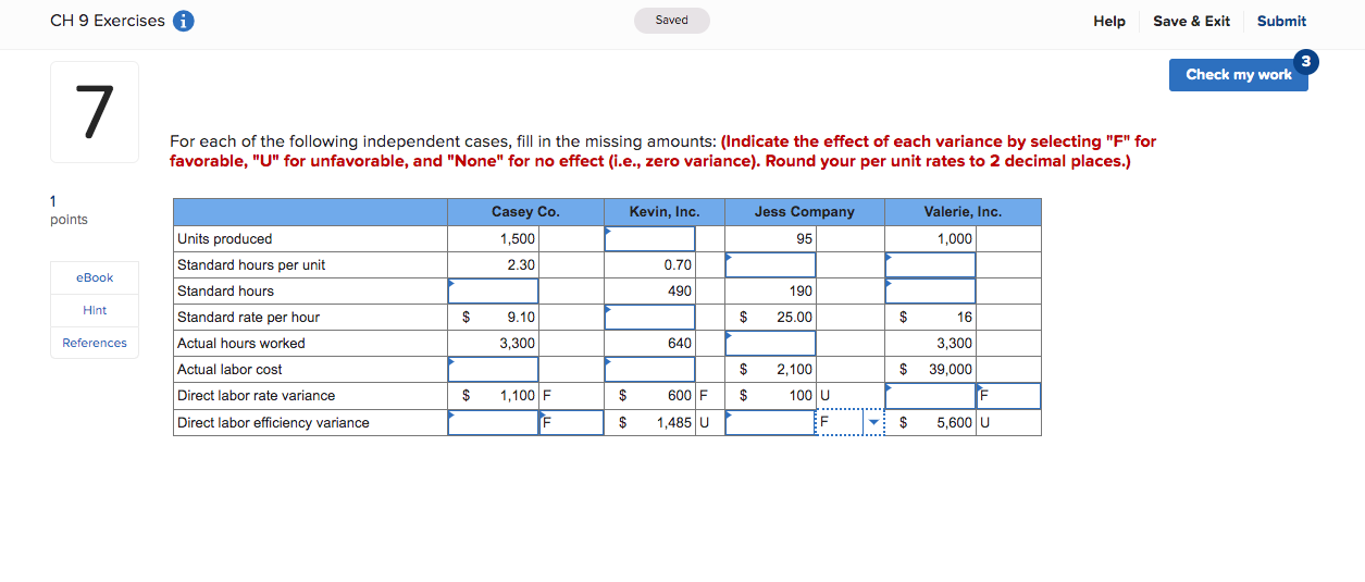 Solved For Each Of The Following Independent Cases Fill In Chegg