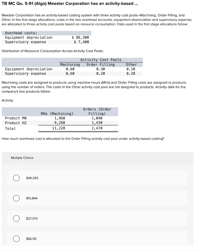 Solved TB MC Qu 5 91 Algo Meester Corporation Has An Chegg