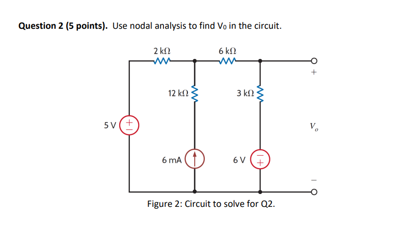 Solved Question 2 5 Points Use Nodal Analysis To Find V0 Chegg