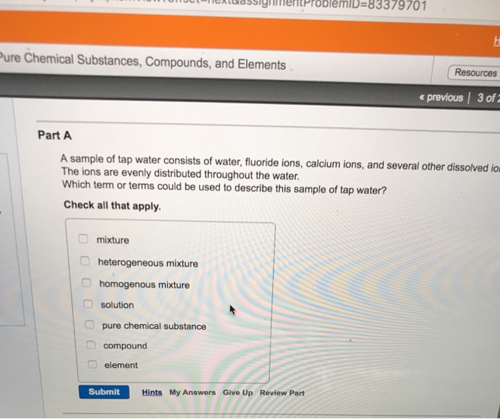 Solved A Sample Of Tap Water Consists Of Water, Fluoride