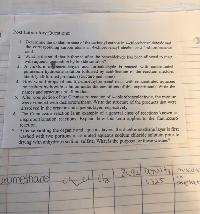 Solved Post Laboratory Questions 1 Determine The Oxidation Chegg