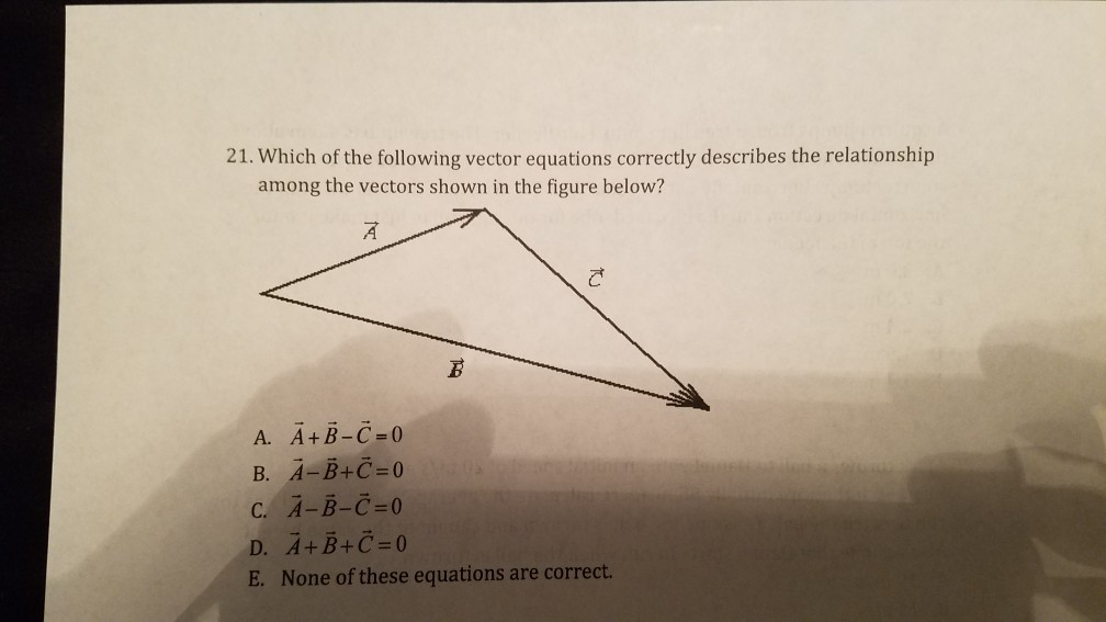 Solved Which Of The Following Vector Equations Correctly Chegg