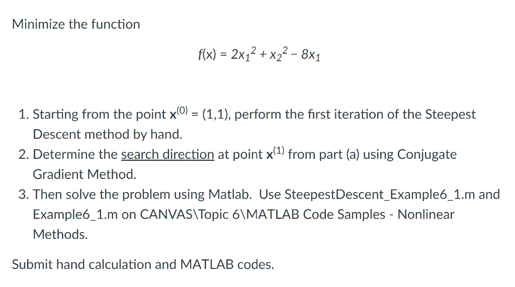 Solved Minimize The Function F X X X X Starting Chegg