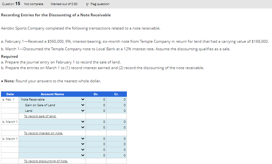 Solved Recording Entries For The Discounting Of A Note Chegg