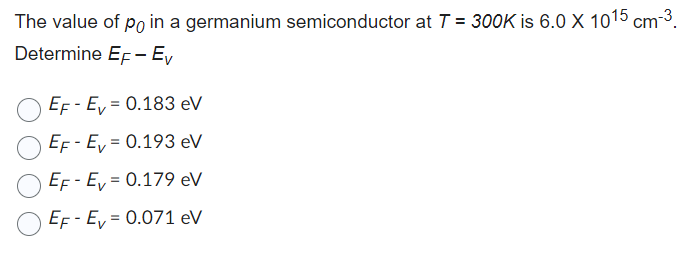 Solved The Value Of P In A Germanium Semiconductor At T Chegg