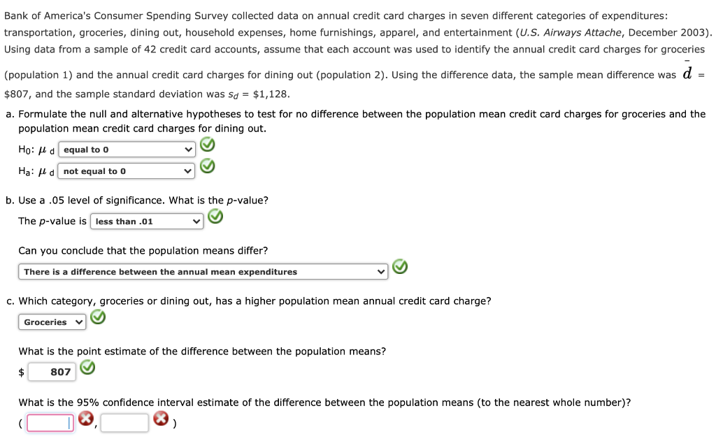 Solved Bank Of America S Consumer Spending Survey Collected Chegg