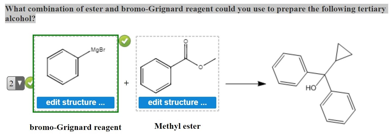 Solved What Combination Of Ester And Bromo Grignard Reagent Chegg