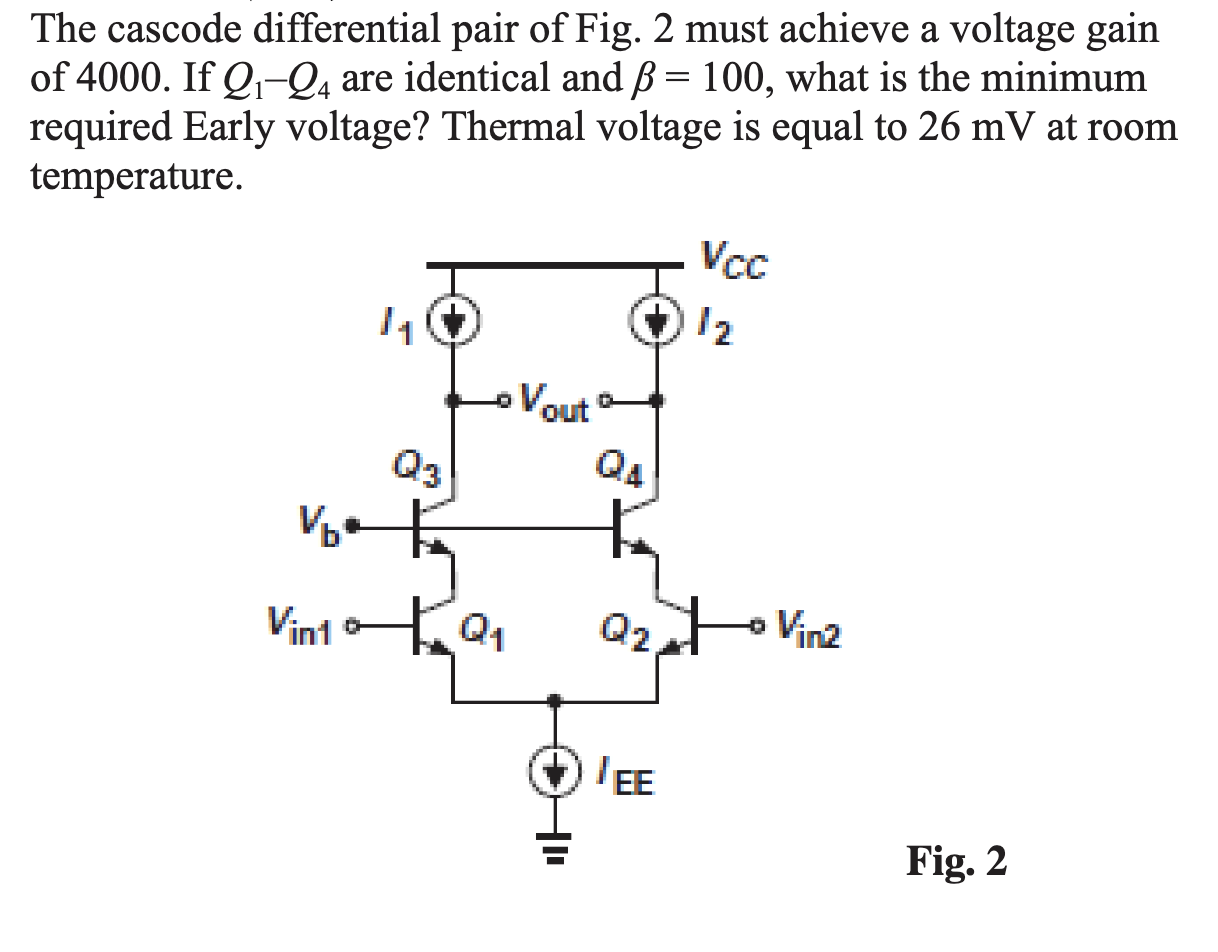 Solved The Cascode Differential Pair Of Fig 2 Must Achieve Chegg