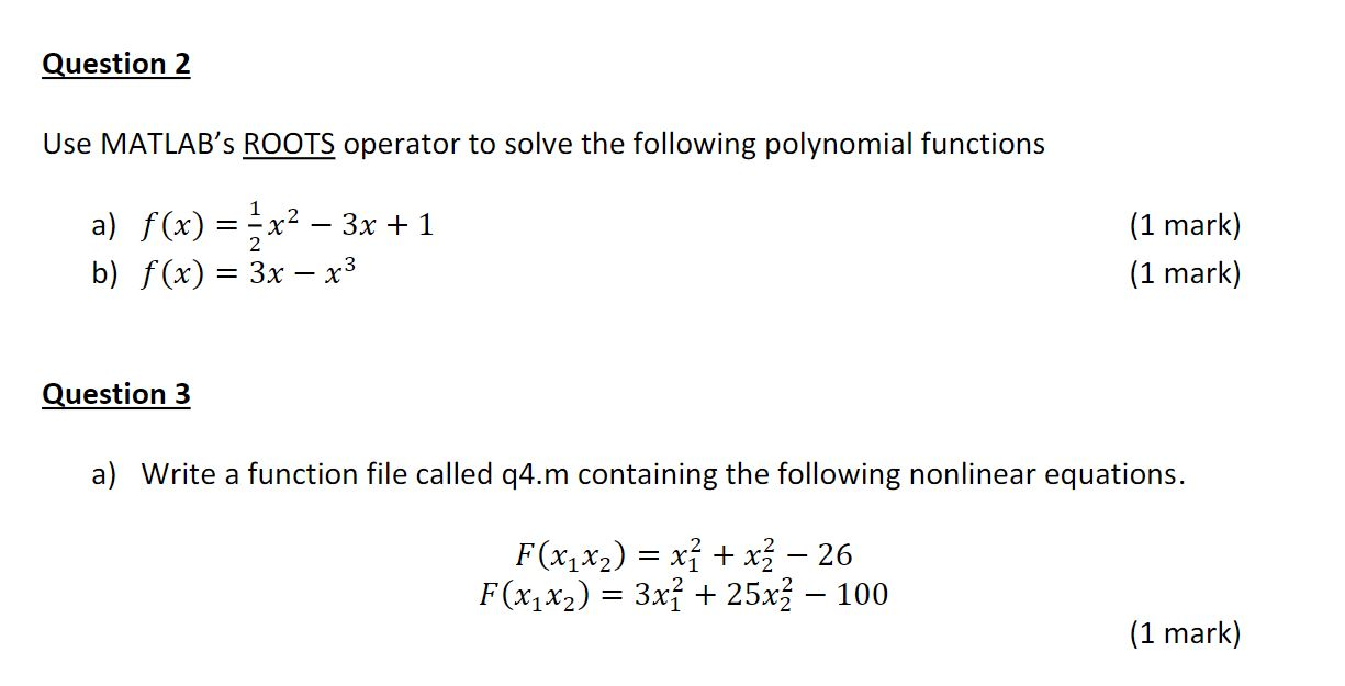 How To Solve A System Of Polynomial Equations In Matlab Tessshebaylo