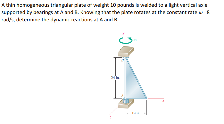 Solved A Thin Homogeneous Triangular Plate Of Weight 10 Chegg