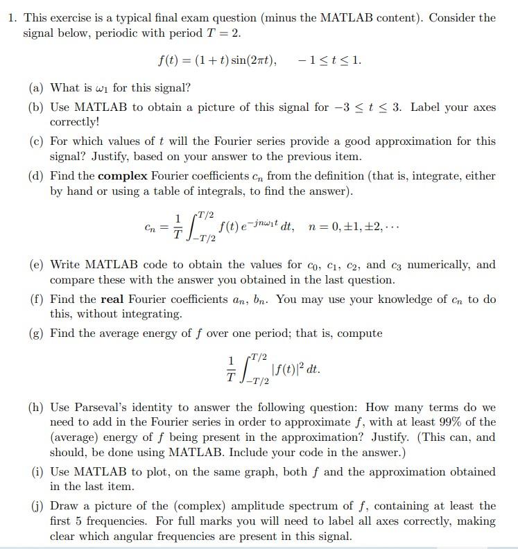 Solved This Exercise Is A Typical Final Exam Question Chegg