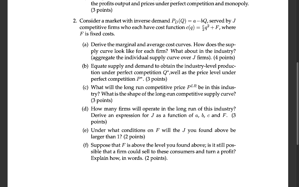 Solved Consider A Market With Inverse Demand Pd Q Abq Chegg